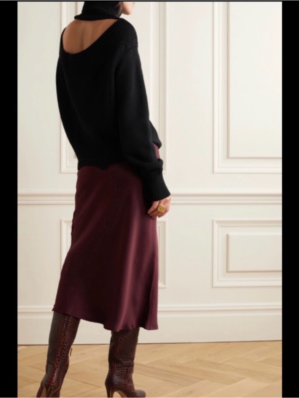 ANINE BING Bar Silk Skirt Bordeaux Burgundy 100% Silk Midi Size M - Picture 11 of 14